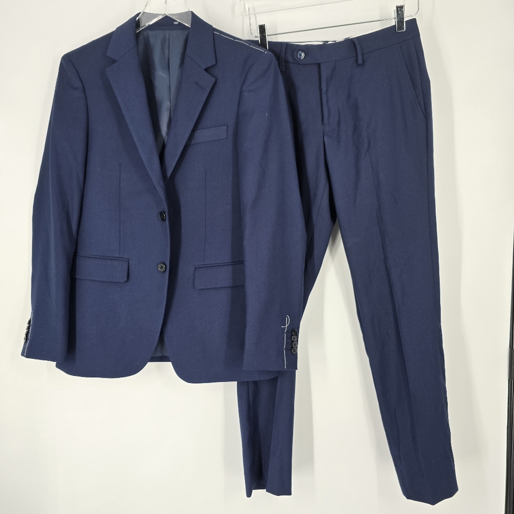 Dan John Navy Blue 2 Piece Suit Jacket Pants Size 44